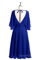 Royal Blue Long Sleeve Blouson-Style Bridesmaid Dresses