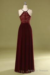 Sheath V Neck Burgundy Bridesmaid Dress with Lace Back