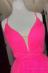A-line Hot Pink Long Formal Dress