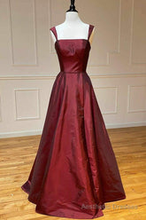 Elegant Backless Wine Red Long Prom Dress