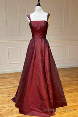 Elegant Backless Wine Red Long Prom Dress