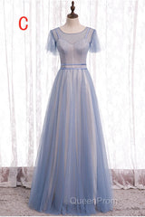 Elegant A-Line Dusty Blue Bridesmaid Dresses