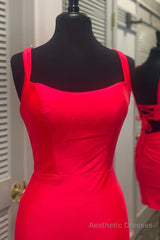 Tight Red Short Homecoming Dress with Square Neckline