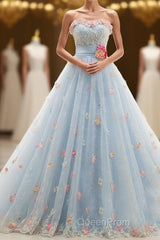 Charming Light Blue Tulle Sweetheart Ball Gown Court Train Wedding Dresses