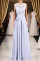 Lavender Lace Crew Neck A-Line Bridesmaid Dresses