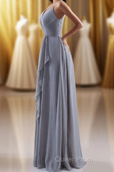 Silve Chiffon A-line Ruffles Long Bridesmaid Dresses