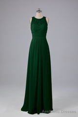 A Line Keyhole Floor Length Bridesmaid Dresses