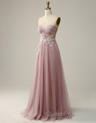 A-Line Sweetheart Neckline Long Evening Prom Dresses With Appliques