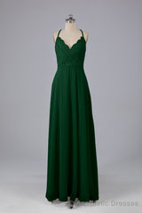 Backless Spaghetti Straps Lace Bridesmaid Dresses