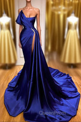Designer Royal Blue Long Mermaid Evening Prom Dresses With Split On Sale