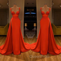 Beautiful Red Starps Sweetheart Long Evening Prom Dresses With Split