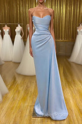 Unique Cross Sweetheart Light Blue Soft-pleated Long Evening Prom Dresses