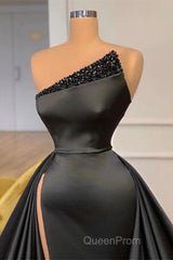 Sexy Black Beadings Evening Prom Dresses Long With Split On Sale