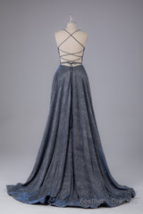 Charming Spaghetti Straps Open Back Sweep Train Prom Dress