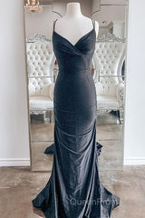 Mermaid Black Long Evening Prom Dresses with Cross Back
