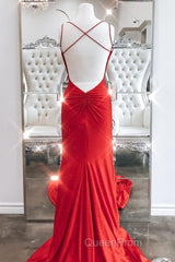 Mermaid Black Long Evening Prom Dresses with Cross Back