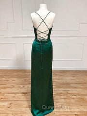 straps mermaid long formal Dresses Evening Prom Dresses with side slit and cowl neck