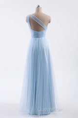 One Shoulder Sweetheart Ice Blue Bridesmaid Dresses