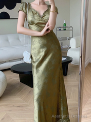 Summer Elegant Women Satin Backless Short Sleeve Lace Sexy Bandage Vintage Bodycon Vestidos Female Fashion Robe New Prom Dress