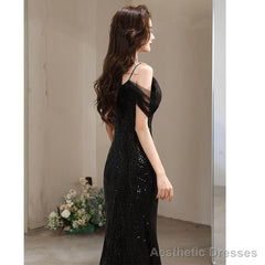 Short-Sleeve Cold Shoulder Plain Sequin Ruffle Slit Mesh A-Line Evening Gown