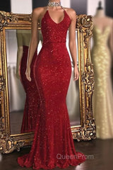 Glitter Halter Sheath Backless Long Evening Prom Dresses Fashion Dresses