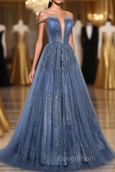 Lovely Tight A-line Lace Up Blue Evening Prom Dresses For Girls Party Dresses