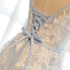 Ivory And Light Blue Long A-line Lace Up Cute Evening Prom Dresses Party Dresses