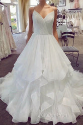 Charming Spaghetti Straps Long Ball Gown Lace Up Wedding Dresses
