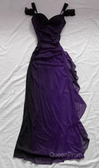 Purple A-line Chiffon Long Party Dresses Evening Prom Dresses, Purple Chiffon Evening Dresses