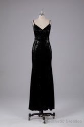 Mermaid Sequins Spaghetti Straps Long Bridesmaid Dresses