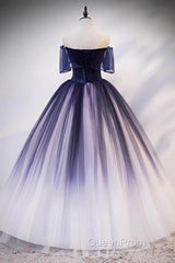 Ombre Ball Gown Evening Prom Dresses Quinceanera Dresses with Delicate Gold Appliques