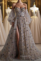 Beautiful Sequin Shiny Sweetheart Long A-line Aesthetic Evening Prom Dresses