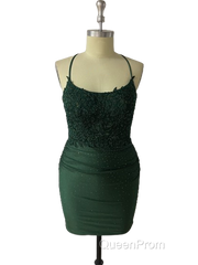 Spaghetti Straps Open Back Short Homecoming Dresses