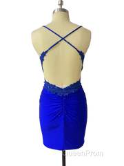 Spaghetti Straps Open Back Short Homecoming Dresses