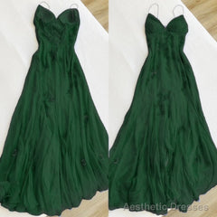 Green Modest A line Spaghetti Straps Prom Dresses 21th Birthday Outfits