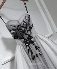 Gray Tulle Short A Line Evening Prom Dresses, Homecoming Dresses