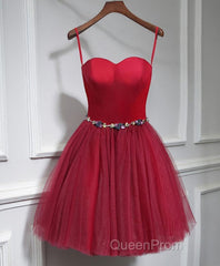 Cute Sweet Neck Short Evening Prom Dresses, Mini Dresses