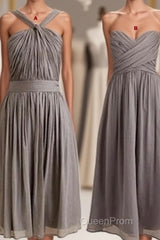 Simple A Line Grey Short Chiffon Bridesmaid Dresses