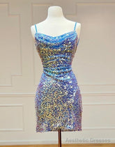 Sparkly Spaghetti Straps Sequin Homecoming Dress