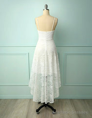 Straps V-Nevk High low Lace Party Dress