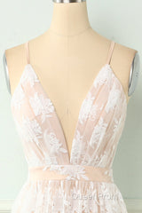 Spaghetti Straps White Evening Prom Dresses