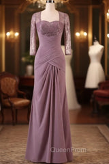 A-Line 3/4 Sleeves Ruched Chiffon Pleats Mother Of The Bride Dresses