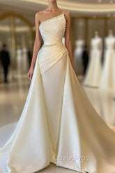 A-line Asymmetrical Beaded Floor-length Open Back Sleeveless Evening Prom Dresses