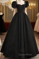 A Line Black Formal Dresses Satin Birthday Party Dresses