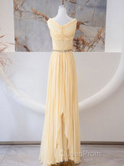 A-Line Chiffon Long Evening Prom Dresses, Sweetheart Neck Chiffon Formal Dresses