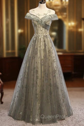 A-Line Evening Gown Elegant Dresses Wedding Floor Length Short Sleeve Tulle With Pleats