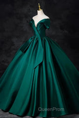 A-Line Formal Satin Floor Length V-Neck Evening Dresses Elegant Evening Prom Dresses
