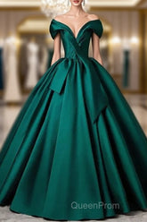 A-Line Formal Satin Floor Length V-Neck Evening Dresses Elegant Evening Prom Dresses