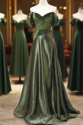 A-Line Green Sweetheart Velvet Long Party Dresses, Green Evening Dresses Evening Prom Dresses
