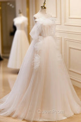 A-Line Light Champagne Long Evening Prom Dresses, Light Champagne Lace Evening Dresses